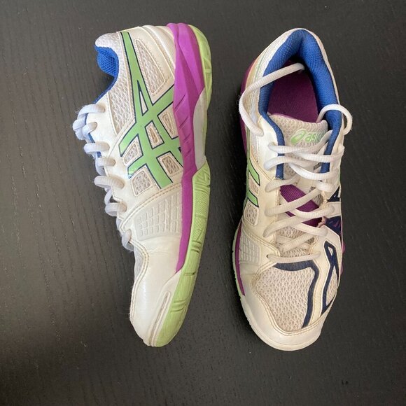 Asics Gel-Blade 5 Women's Court Shoes, White/Pistachio/Grape/Size 6.5 - Picture 2 of 13
